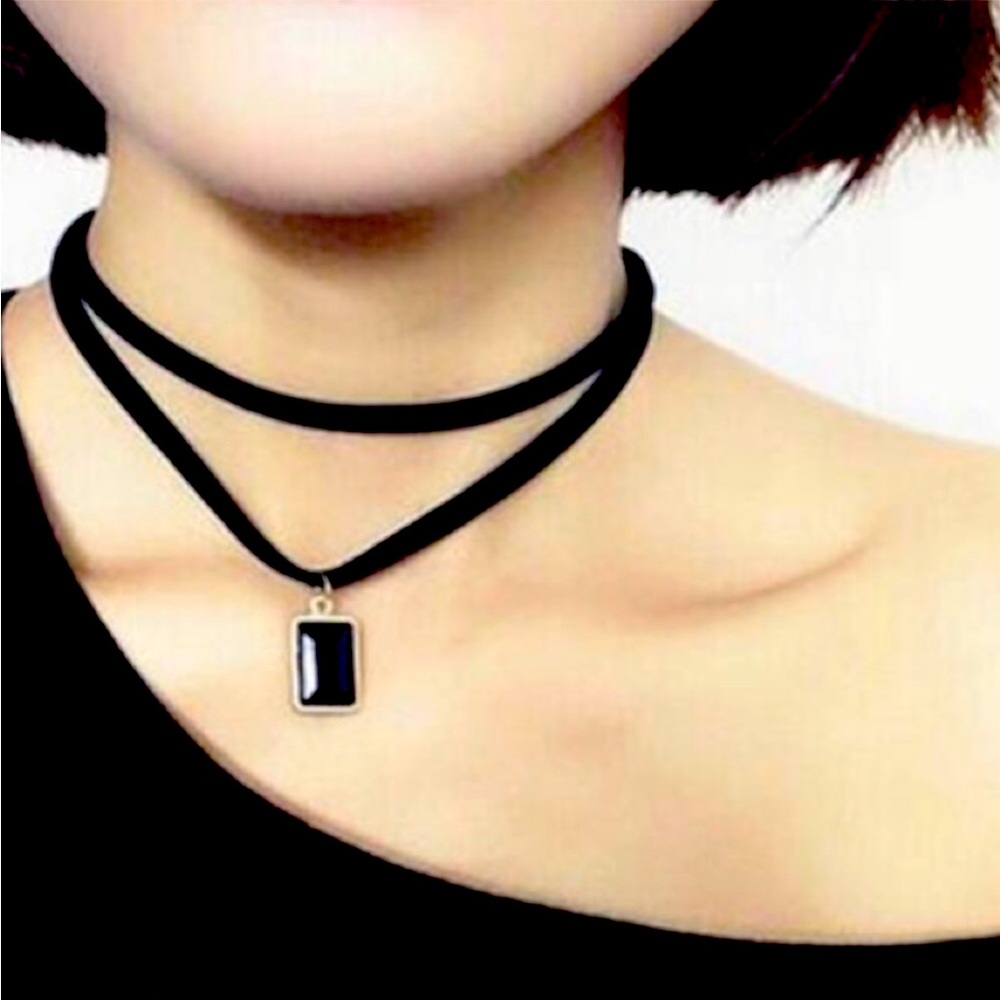 Acrylic Pendant Choker Necklace Women Color Black